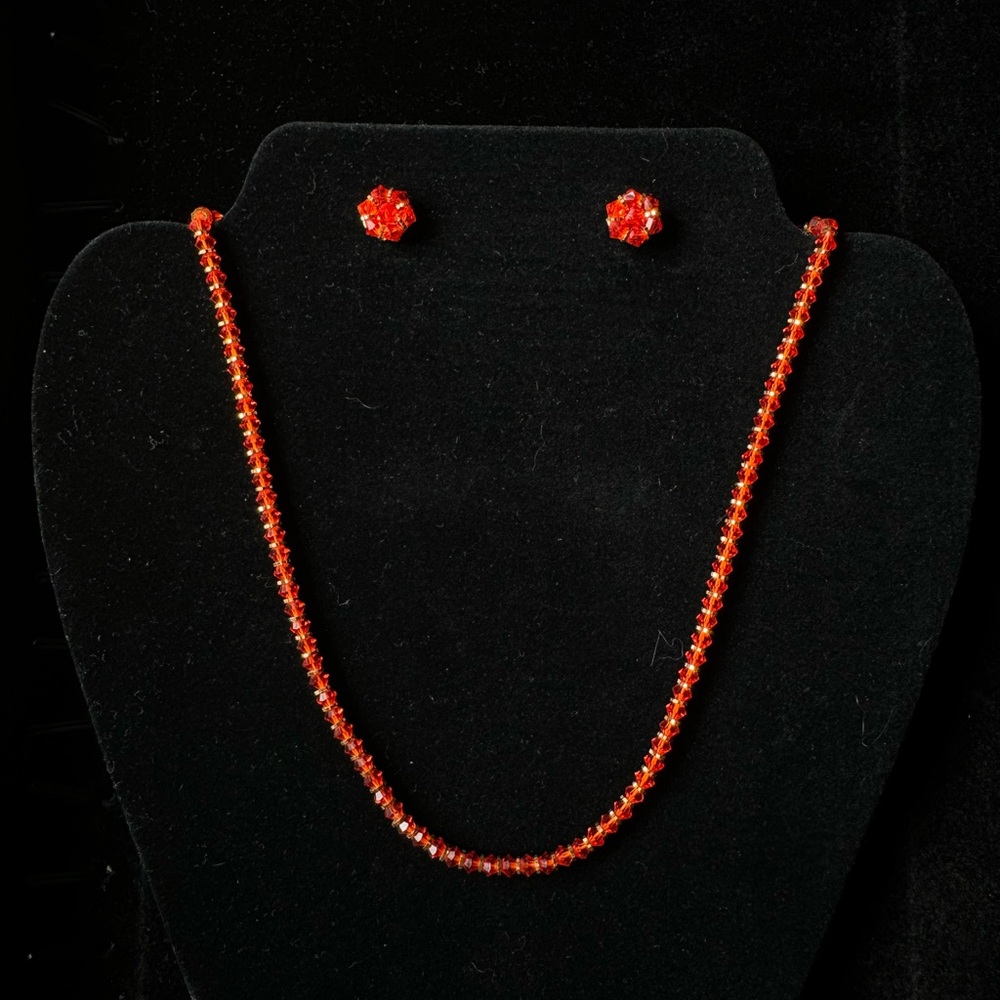 Elegant Red Beaded Necklace Set